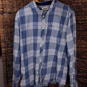 Brooklyn Industries Button Up Shirt Blue Large Blue Plaid